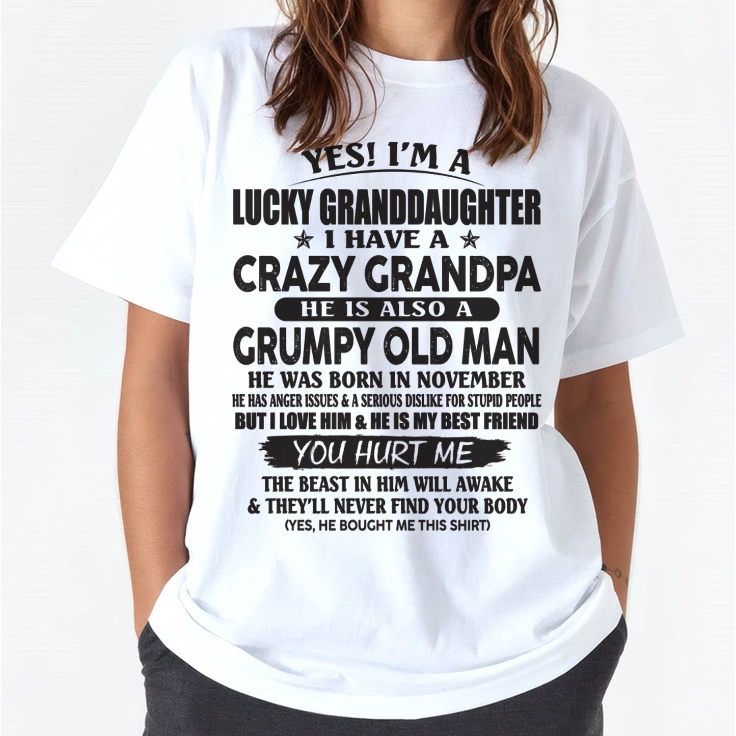 NOVEMBER - LUCKY GRANDDAUGHTER OF CRAZY GRANDPA - PERFECT GIFT FOR YOUR GRANDDAUGHTER FROM GRANDPA - ntnt11 (SKU10-150-11)