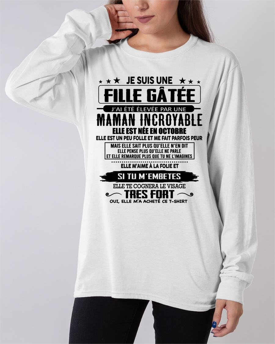 OCTOBRE - T-SHIRT JE SUIS UNE FILLE CHANCEUSE – CADEAU TOUCHANT DE MAMAN INCROYABLE - frntnt10 (SKU26T-0190-10)