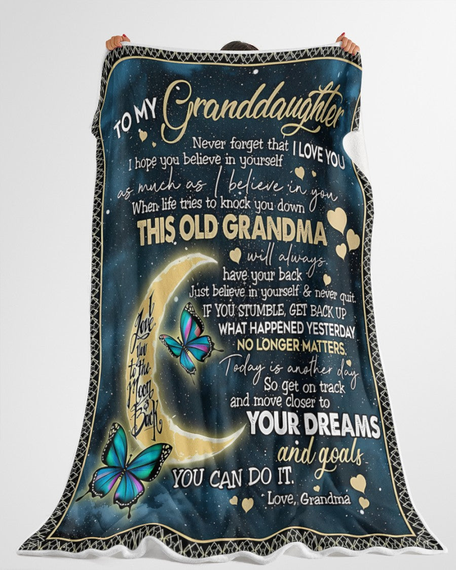 BLANKET FOR GRANDDAUGHTER – COMFORT & WARMTH GIFT FROM GRANDMA Sherpa Fleece Quilt Blanket hnds00 (SKUB-BLK-GMD2)