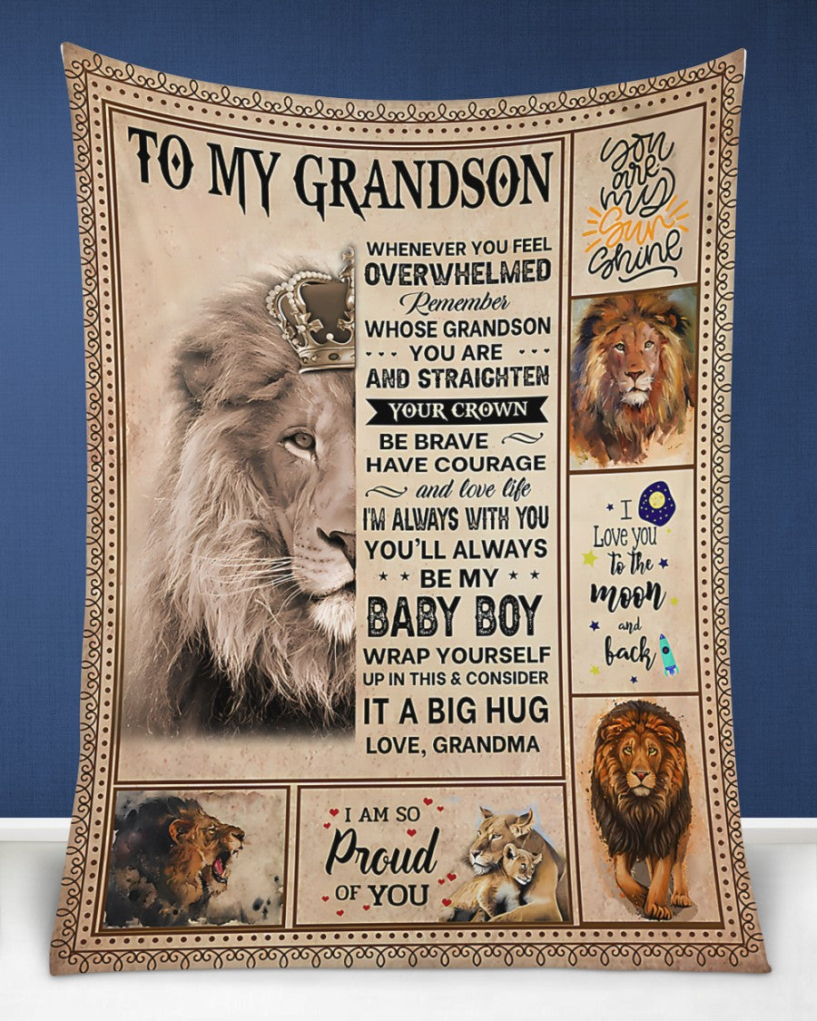 BLANKET FOR GRANDSON – COMFORT & WARMTH GIFT FROM GRANDMA Sherpa Fleece Quilt Blanket HNDS00 (SKUB12-BLK-02)