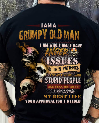 Grumpy Old Man T-Shirt - Funny Skull Anger Issues Tee - Perfect Gift For Men ntnt00 (SKU08-67-00)