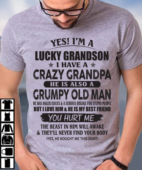 LUCKY GRANDSON OF CRAZY GRANDPA -  PERFECT GIFT FROM GRANDPA - ntnt00 (SKU12-145-00)