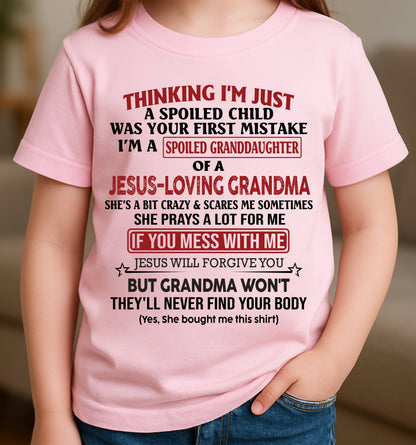 Christian Girl Shirt – Spoiled by Grandma – From Grandma to Granddaughter ntnt00 (SKU07-181-00)