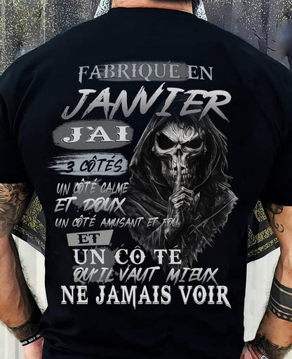 Fabriqué en Janvier – J’ai 3 Côtés | T-Shirt Homme Caractère Fort - ntnt01 (SKU26T-01174-01)
