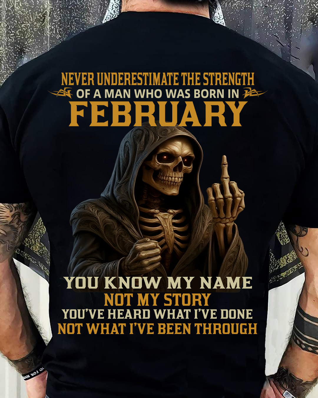 FEBRUARY - NEVER UNDERESTIMATE - BIRTHDAY T-SHIRT FOR MEN - ntnt02 (SKU26T-01-06-02)
