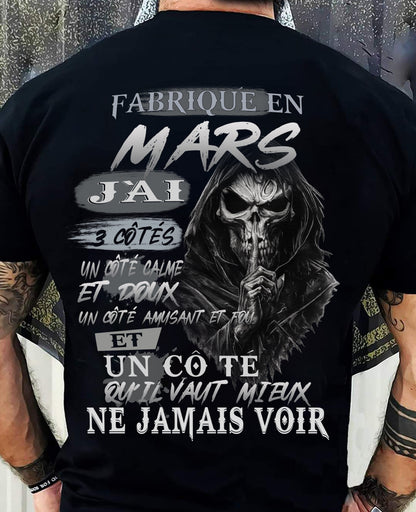 Fabriqué en Mars – J’ai 3 Côtés | T-Shirt Homme Caractère Fort - ntnt03 (SKU26T-01174-03)