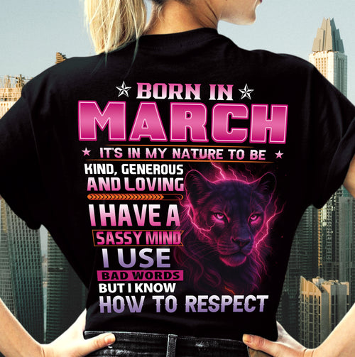 Born In March – T-Shirt For Woman – ntnt03 (SKU09-24-03)