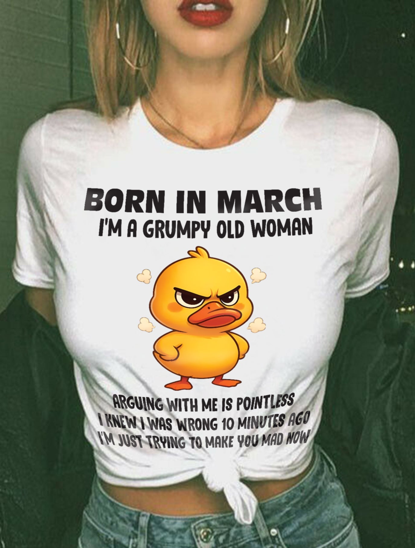 Born In March I'm A Grumpy Old Woman - T Shirt For Woman - ntnt03 (SKU09-80-03)