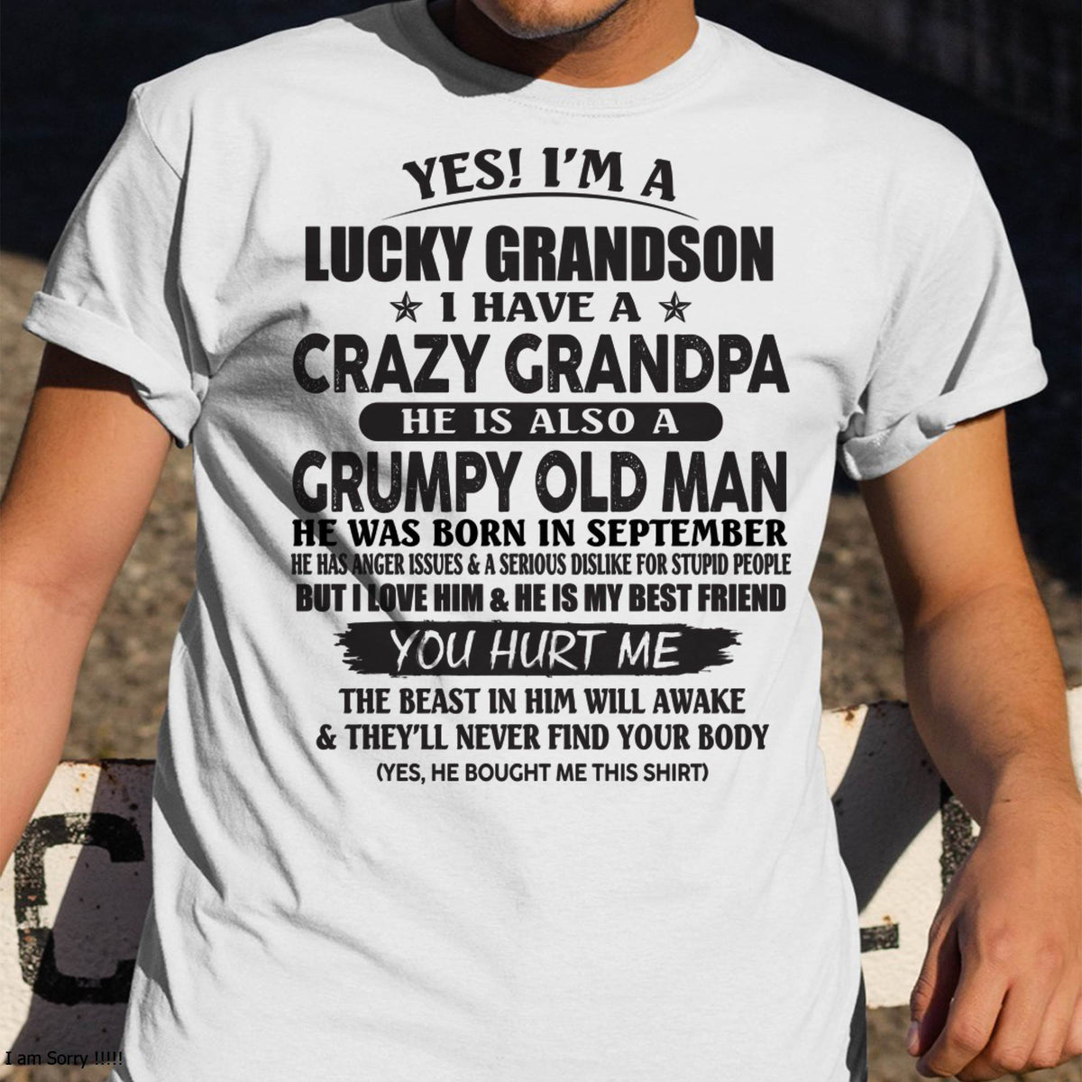 SEPTEMBER - LUCKY GRANDSON OF CRAZY GRANDPA -  PERFECT GIFT FROM GRANDPA - ntnt09 (SKU12-145-09)