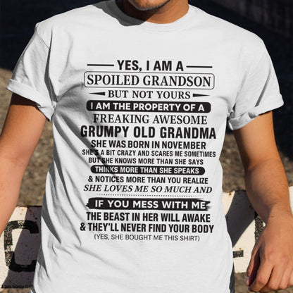 Yes I’m A Stubborn Grandson T-Shirt – Birthday Gift From November Grandma / Woman - ntnt11 (SKU10-171-11)