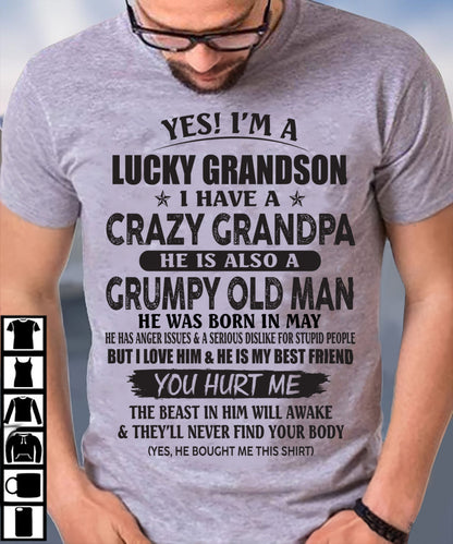 MAY - LUCKY GRANDSON OF CRAZY GRANDPA -  PERFECT GIFT FROM GRANDPA - ntnt05 (SKU12-145-05)