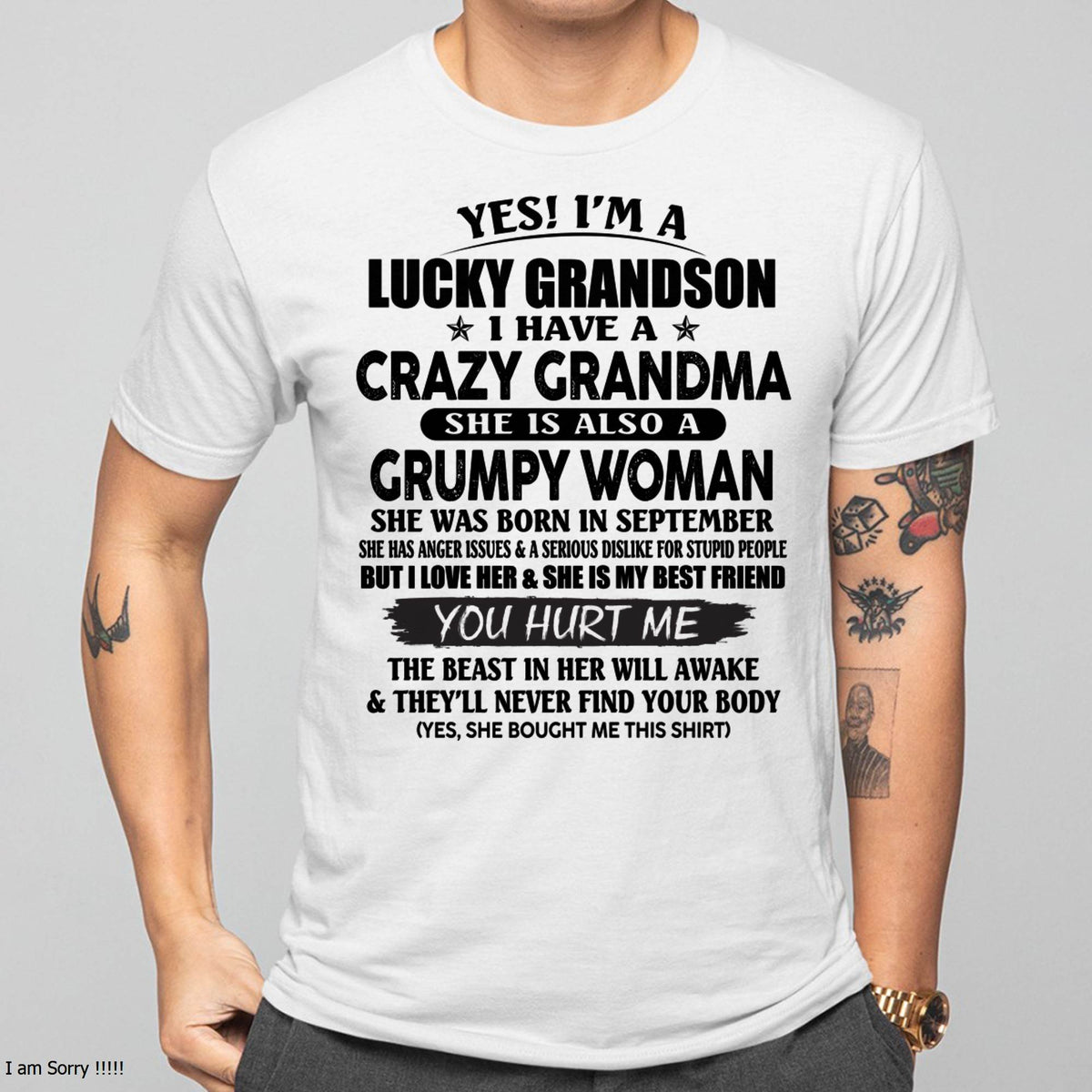 SEPTEMBER - LUCKY GRANDSON OF CRAZY GRANDMA -  PERFECT GIFT FROM GRANDMA - ntnt09 (SKU12-113-09)
