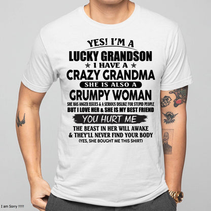 LUCKY GRANDSON OF CRAZY GRANDMA -  PERFECT GIFT FROM GRANDMA - ntnt00 (SKU12-113-00)