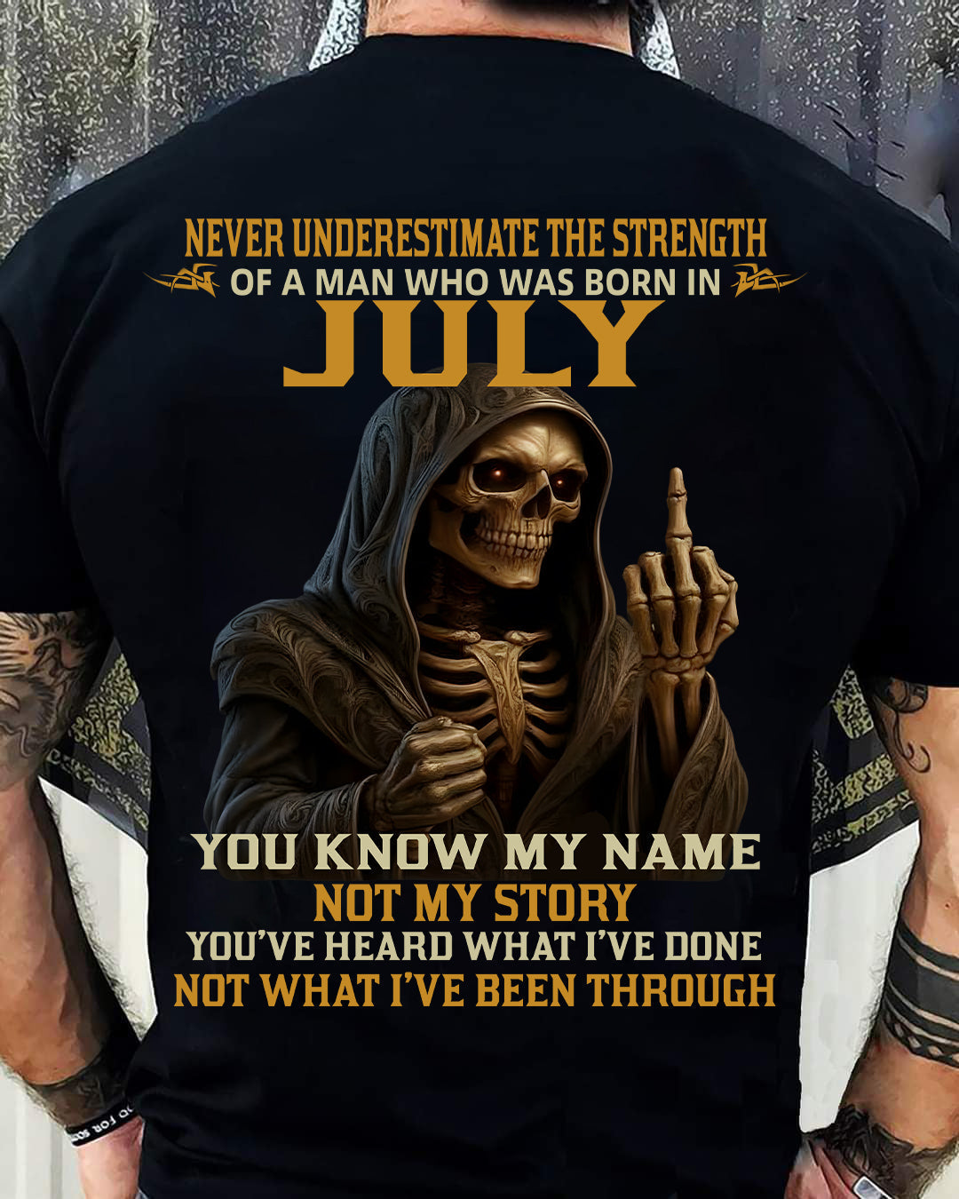JULY - NEVER UNDERESTIMATE - BIRTHDAY T-SHIRT FOR MEN - ntnt07 (SKU26T-01-06-07)