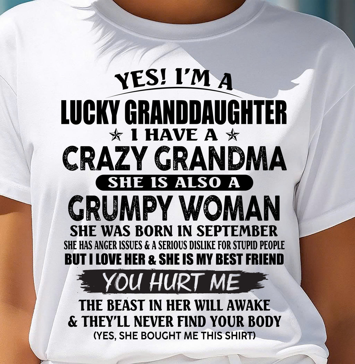 SEPTEMBER - LUCKY GRANDDAUGHTER OF CRAZY GRANDMA - PERFECT GIFT FROM GRANDMA - ntnt09 (SKU12-146-09)