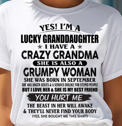 SEPTEMBER - LUCKY GRANDDAUGHTER OF CRAZY GRANDMA - PERFECT GIFT FROM GRANDMA - ntnt09 (SKU12-146-09)