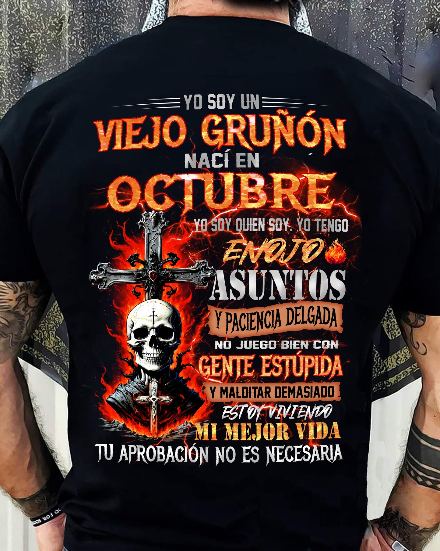 Octubre - Viejo Gruñón - Camiseta Divertida de Calavera con Problemas de Ira - Regalo Perfecto Para Ti - ntnt10 (SKU26T-01203-10)
