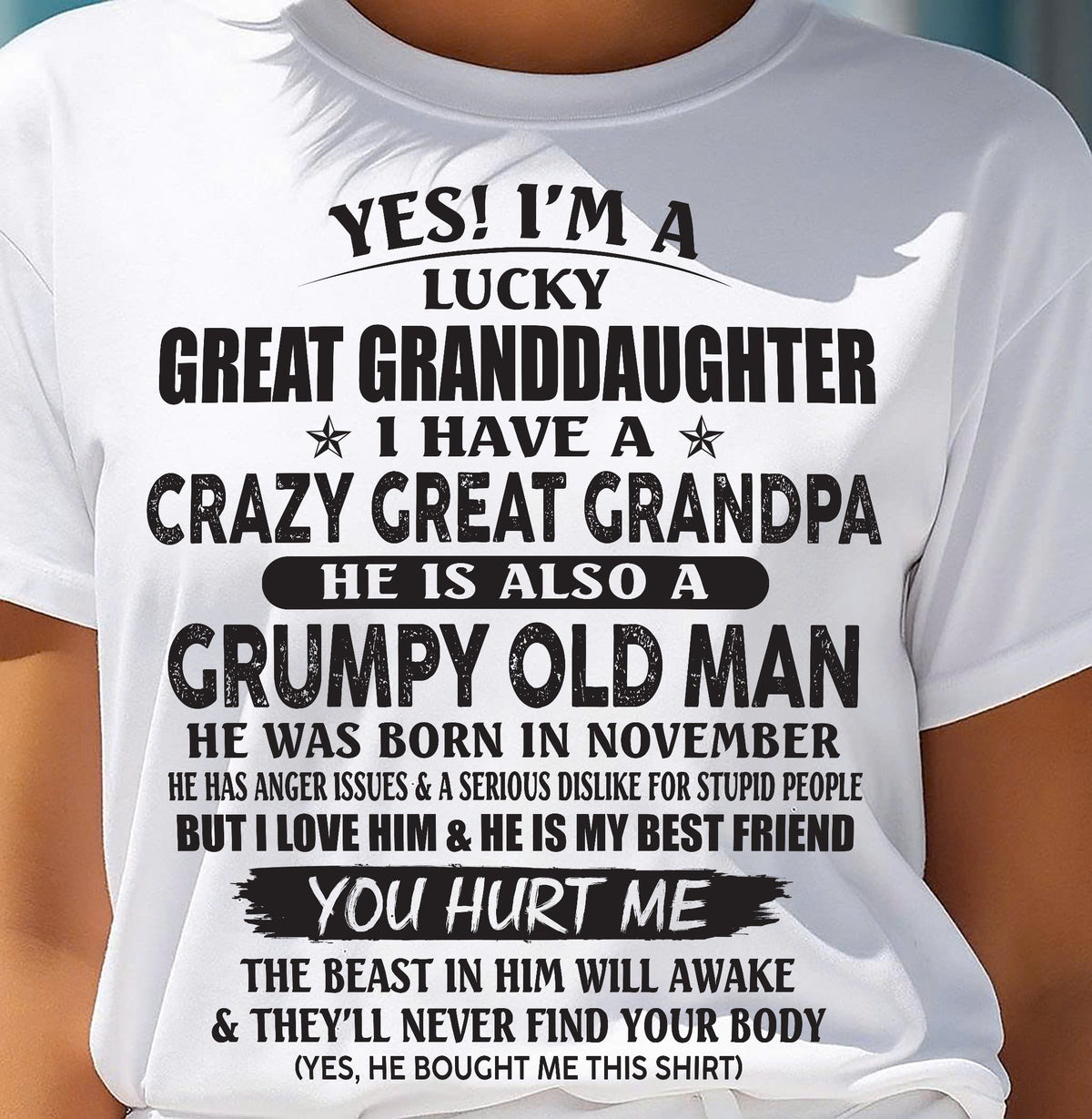 NOVEMBER - LUCKY GREAT GRANDDAUGHTER OF CRAZY GREAT GRANDPA - PERFECT GIFT FROM GREAT GRANDPA - ntnt11 (SKU12-287-11)