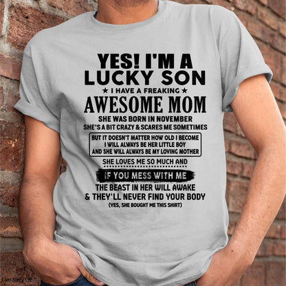 November - I am Lucky Son - Gift For Son From Mom - ntnt11 - (SKU-T1206LMS-11)