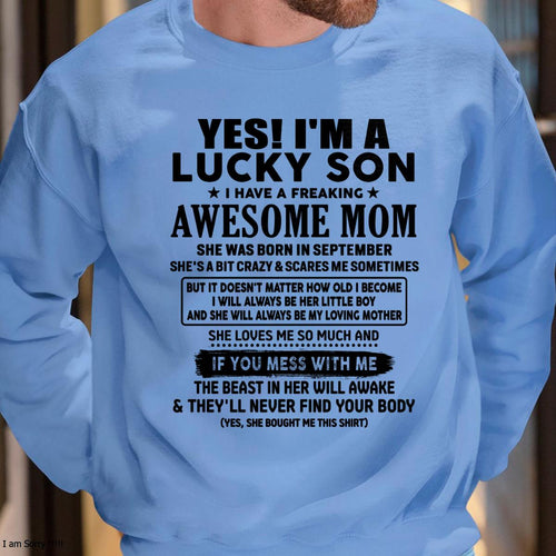 September - I am Lucky Son - Gift For Son From Mom - ntnt09 - (SKU-T1206LMS-09)