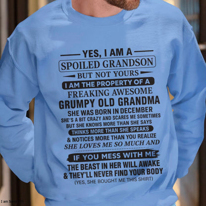 Yes I’m A Stubborn Grandson T-Shirt – Birthday Gift From December Grandma / Woman - ntnt12 (SKU10-171-12)