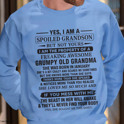 Yes I’m A Stubborn Grandson T-Shirt – Birthday Gift From January Grandma / Woman - ntnt01 (SKU10-171-01)