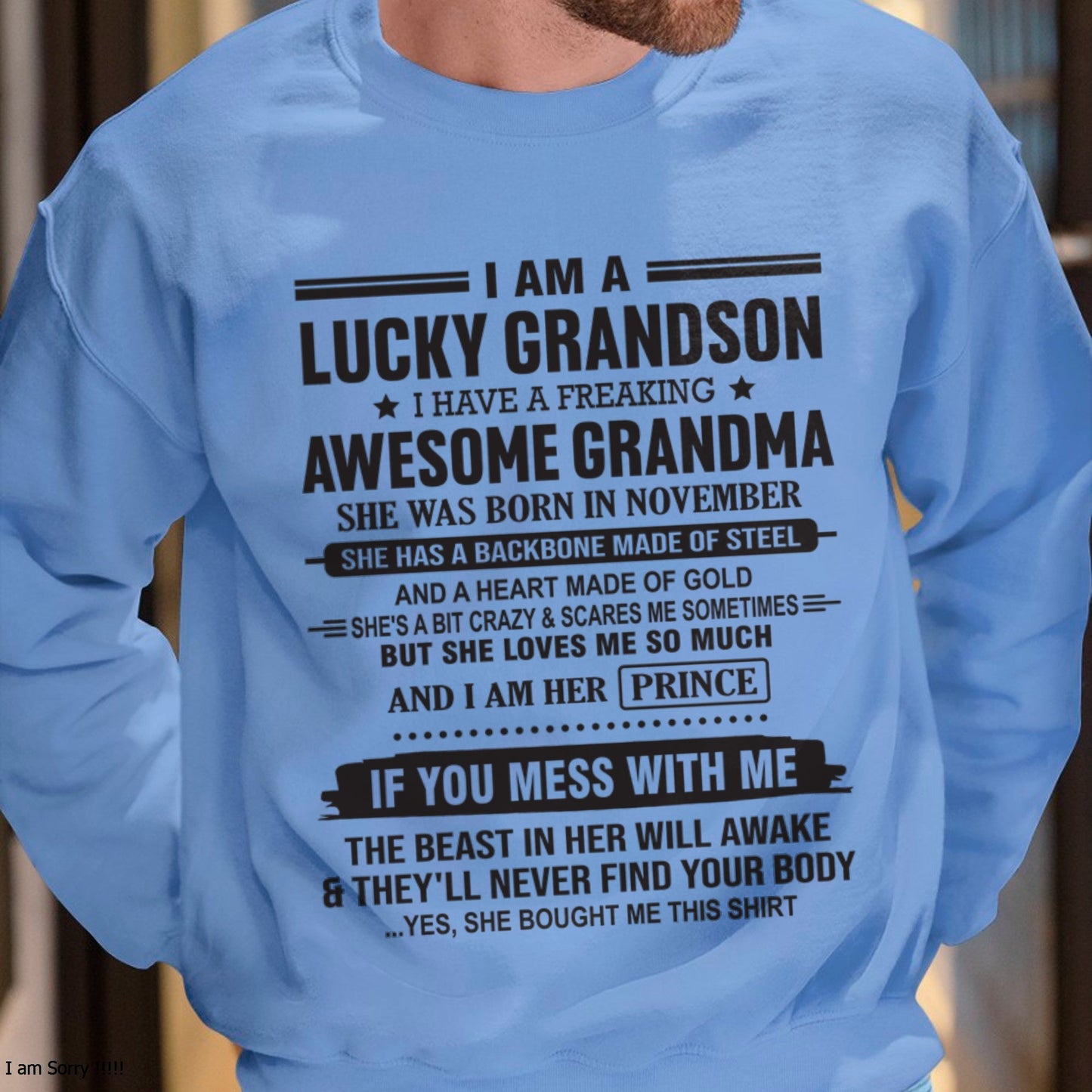 I Am A Lucky Grandson T-Shirt – Birthday Gift From November Grandma / Woman - ntnt11 (SKU11-29-11)