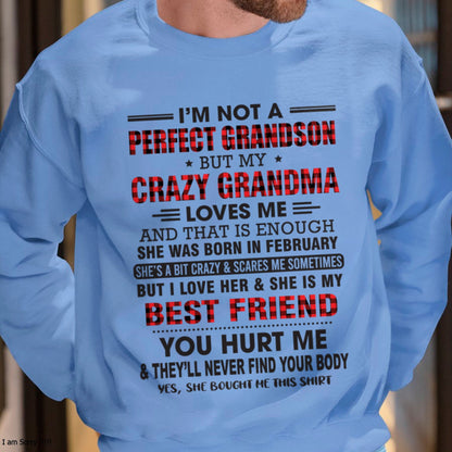 I’m Not A Perfect Grandson T-Shirt – Birthday Gift From February Grandma / Woman - ntnt02 (SKU10-167-02)