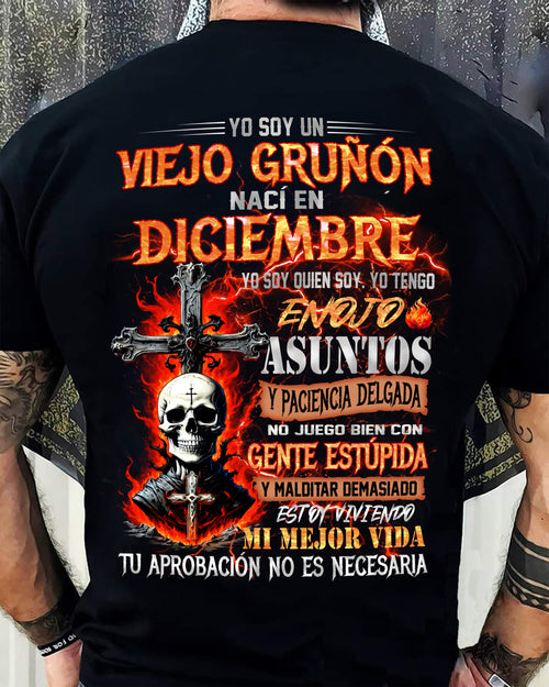 Diciembre - Viejo Gruñón - Camiseta Divertida de Calavera con Problemas de Ira - Regalo Perfecto Para Ti - ntnt12 (SKU26T-01203-12)