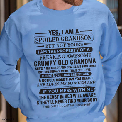 Yes I’m A Stubborn Grandson T-Shirt – Birthday Gift From Grandma / Woman - ntnt00 (SKU10-171-00)