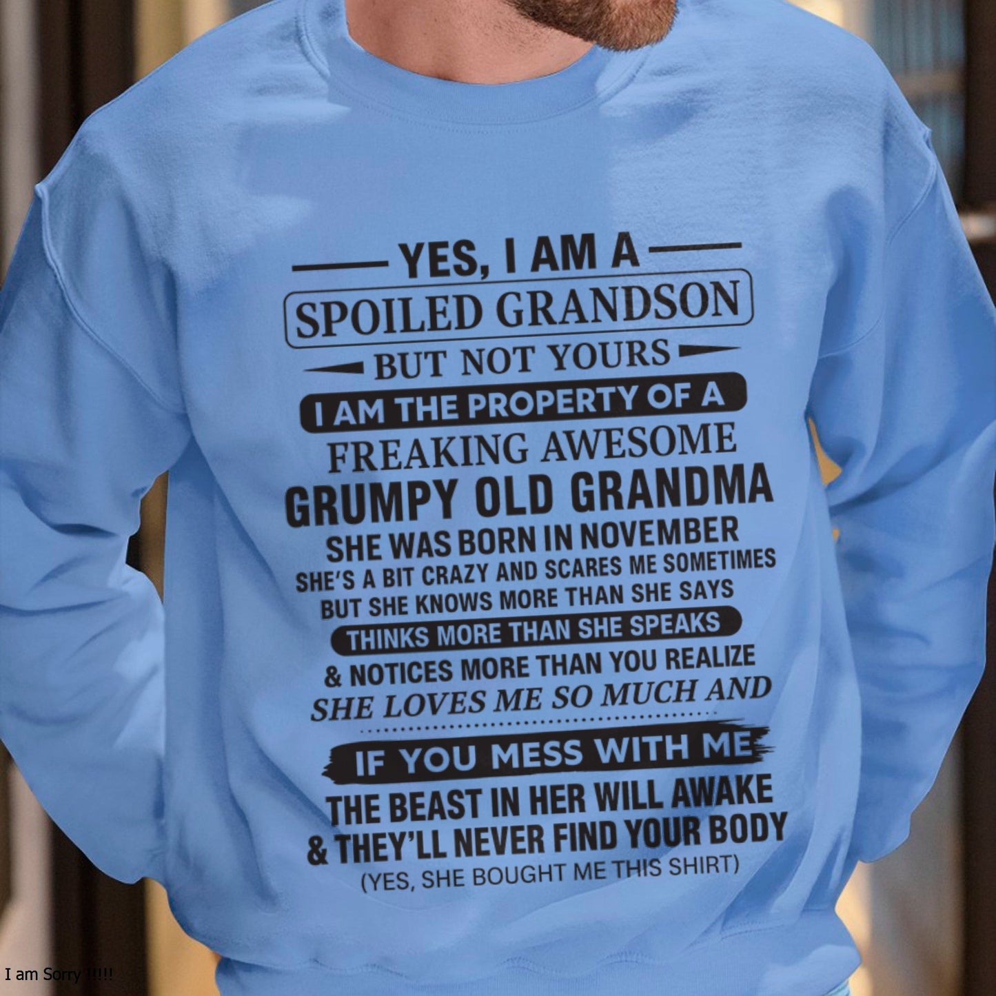 Yes I’m A Stubborn Grandson T-Shirt – Birthday Gift From November Grandma / Woman - ntnt11 (SKU10-171-11)