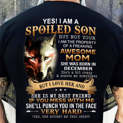 December - Lucky Son of Awesome Mom - Perfect Gift for Son From Mom - ntnt12 (SKU10-128-12)