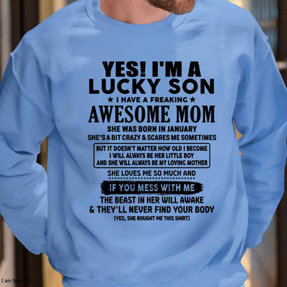 January - I am Lucky Son - Gift For Son From Mom - ntnt01 - (SKU-T1206LMS-01)
