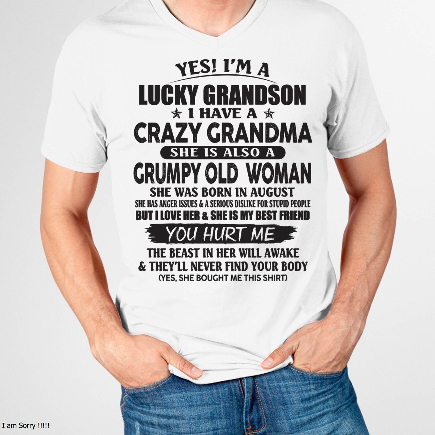 AUGUST - LUCKY GRANDSON OF CRAZY GRANDMA -  FROM GRANDMA - ntnt08 (SKU10-173-08)