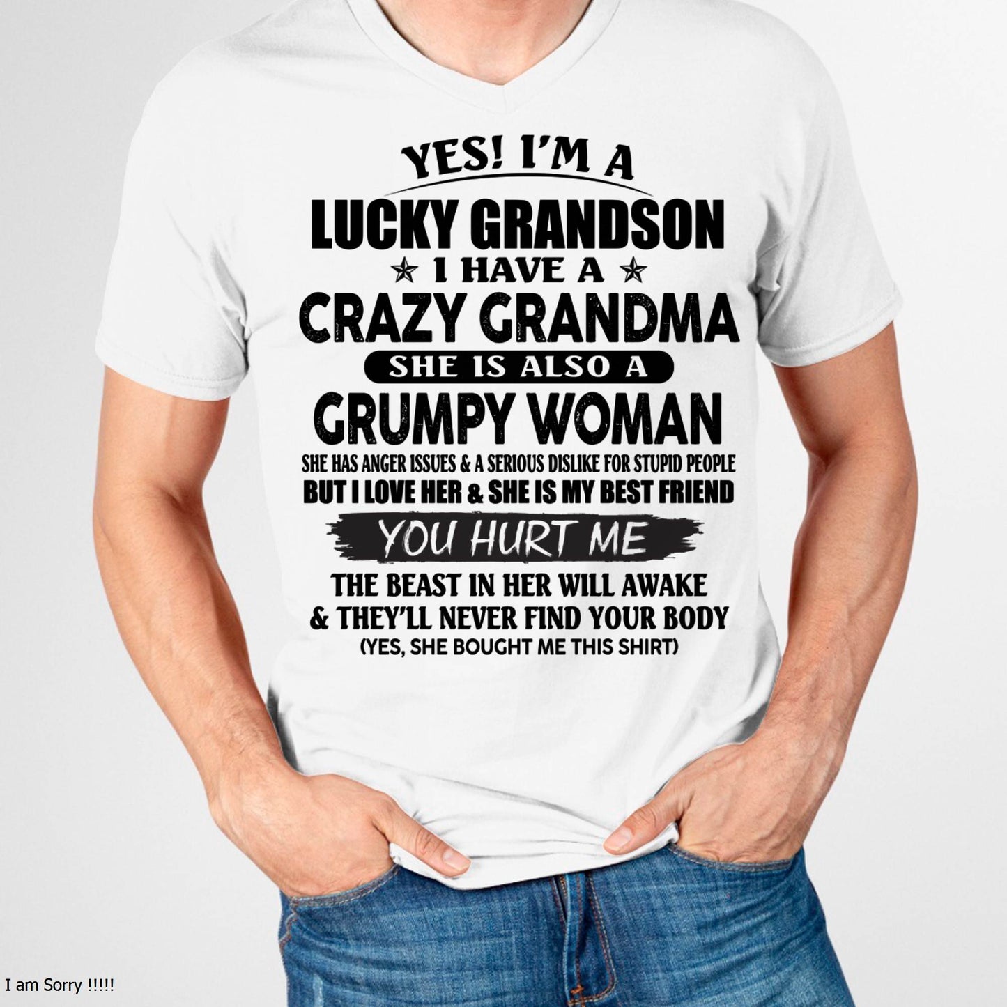LUCKY GRANDSON OF CRAZY GRANDMA -  PERFECT GIFT FROM GRANDMA - ntnt00 (SKU12-113-00)
