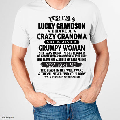 SEPTEMBER - LUCKY GRANDSON OF CRAZY GRANDMA -  PERFECT GIFT FROM GRANDMA - ntnt09 (SKU12-113-09)