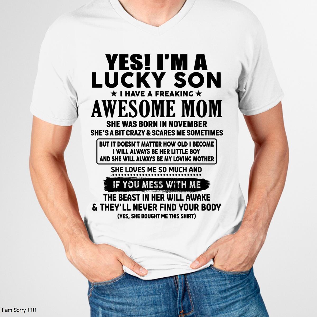 November - I am Lucky Son - Gift For Son From Mom - ntnt11 - (SKU-T1206LMS-11)