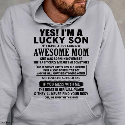 November - I am Lucky Son - Gift For Son From Mom - ntnt11 - (SKU-T1206LMS-11)