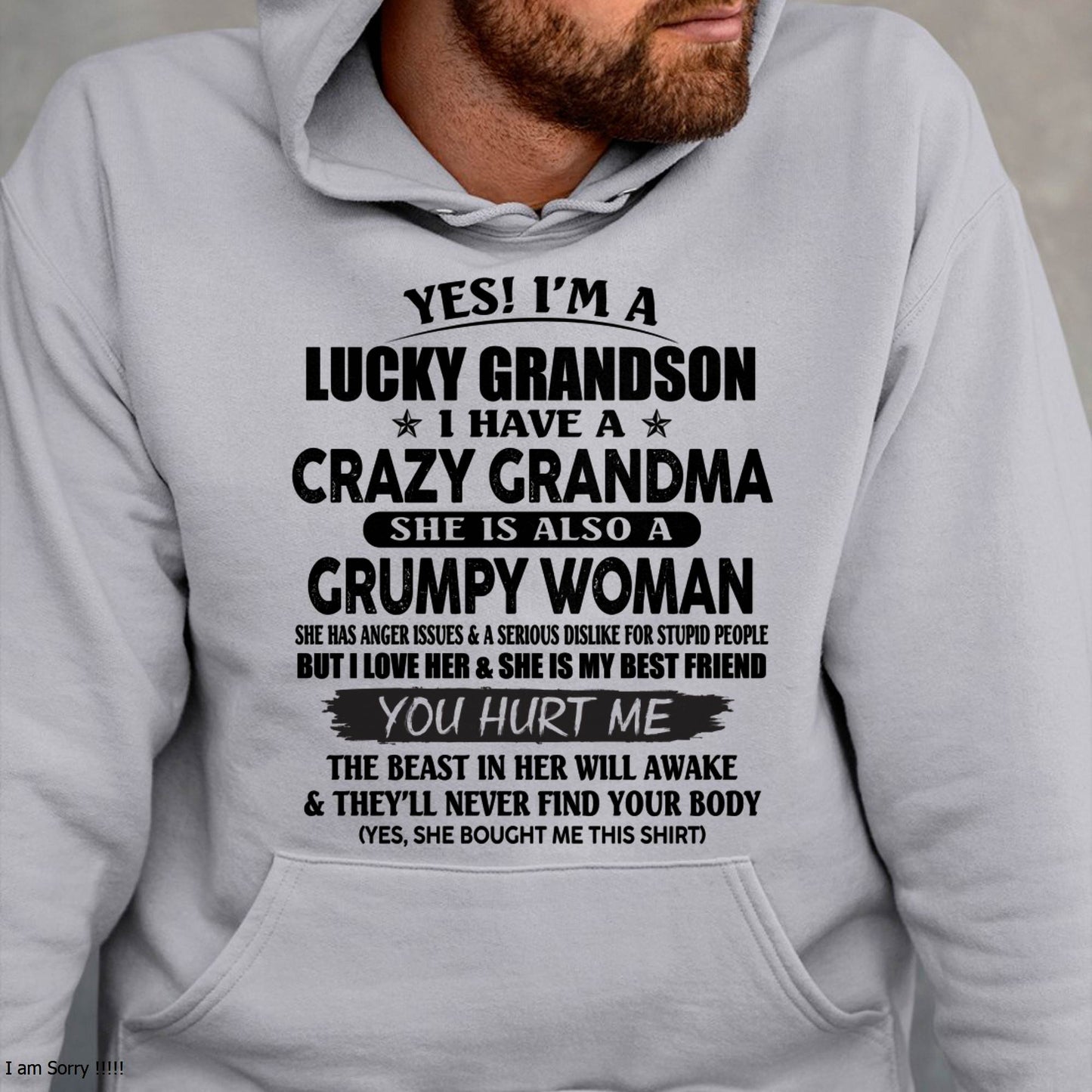 LUCKY GRANDSON OF CRAZY GRANDMA -  PERFECT GIFT FROM GRANDMA - ntnt00 (SKU12-113-00)