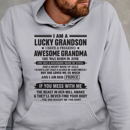 I Am A Lucky Grandson T-Shirt – Birthday Gift From June Grandma / Woman - ntnt06 (SKU11-29-06)