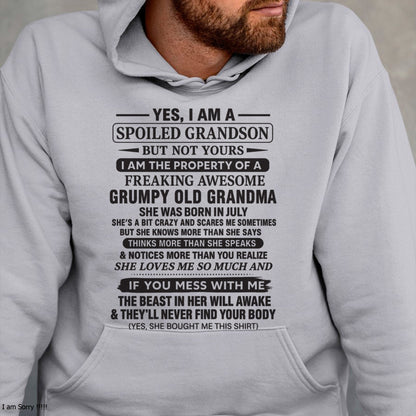 Yes I’m A Stubborn Grandson T-Shirt – Birthday Gift From July Grandma / Woman - ntnt07 (SKU10-171-07)