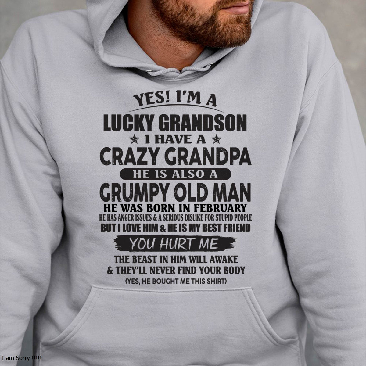 FEBRUARY - LUCKY GRANDSON OF CRAZY GRANDPA -  PERFECT GIFT FROM GRANDPA - ntnt02 (SKU12-145-02)