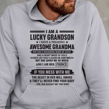 I Am A Lucky Grandson T-Shirt – Birthday Gift From Grandma / Woman - ntnt00 (SKU11-29-00)