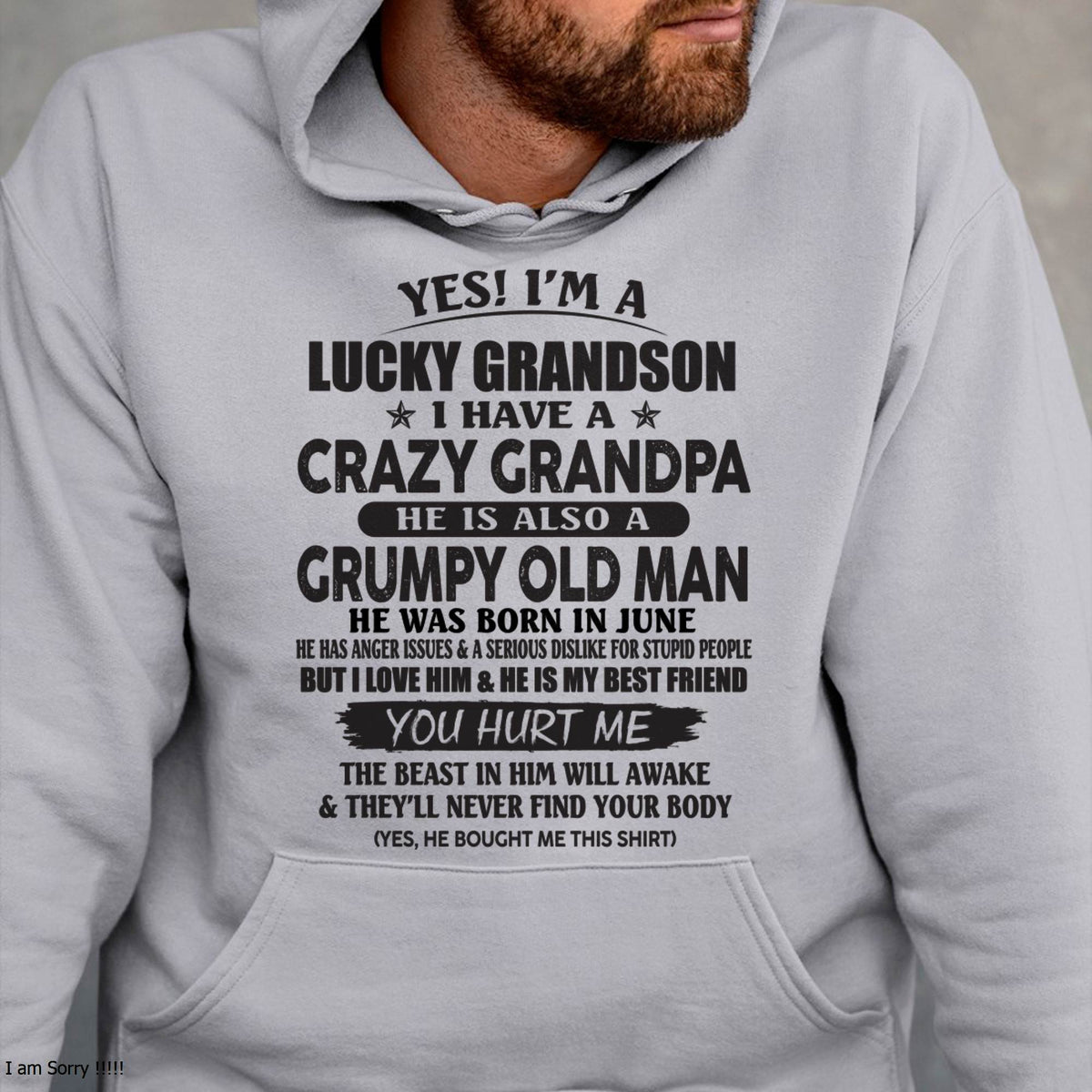 JUNE - LUCKY GRANDSON OF CRAZY GRANDPA -  PERFECT GIFT FROM GRANDPA - ntnt06 (SKU12-145-06)