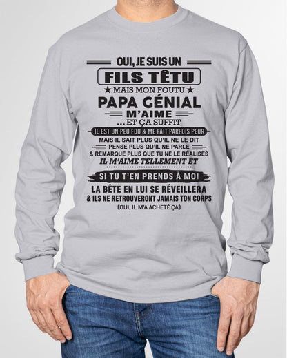 Oui, je suis un garçon têtu – T-shirt | Cadeau d’anniversaire de papa pour son fils - ntnt00 / fr00 (SKU12-260-00)