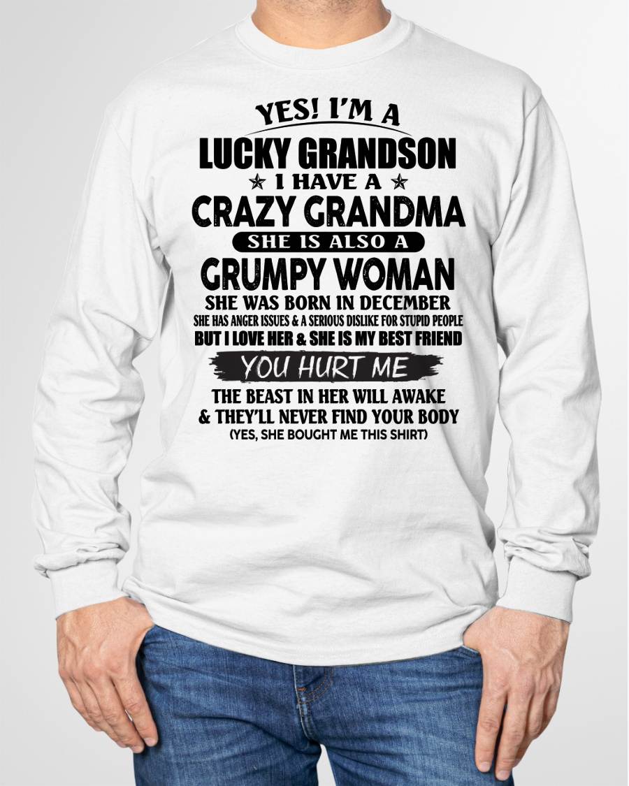 DECEMBER - LUCKY GRANDSON OF CRAZY GRANDMA -  PERFECT GIFT FROM GRANDMA - ntnt12 (SKU12-113-12)