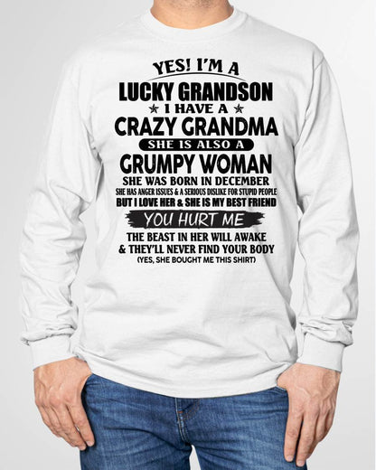DECEMBER - LUCKY GRANDSON OF CRAZY GRANDMA -  PERFECT GIFT FROM GRANDMA - ntnt12 (SKU12-113-12)