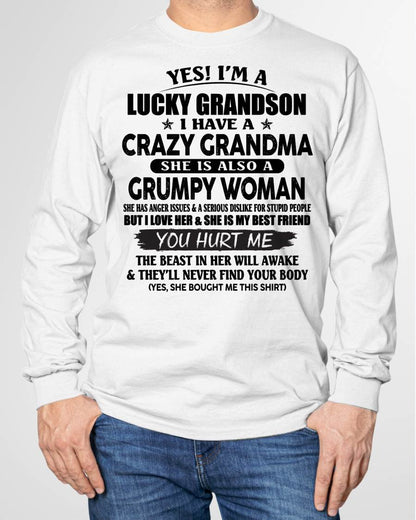 LUCKY GRANDSON OF CRAZY GRANDMA -  PERFECT GIFT FROM GRANDMA - ntnt00 (SKU12-113-00)