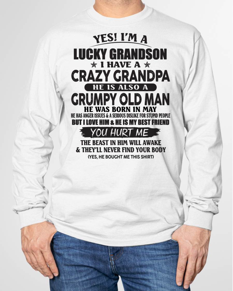 MAY - LUCKY GRANDSON OF CRAZY GRANDPA -  PERFECT GIFT FROM GRANDPA - ntnt05 (SKU12-145-05)