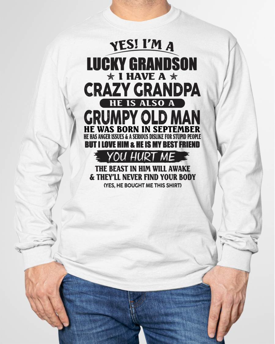 SEPTEMBER - LUCKY GRANDSON OF CRAZY GRANDPA -  PERFECT GIFT FROM GRANDPA - ntnt09 (SKU12-145-09)